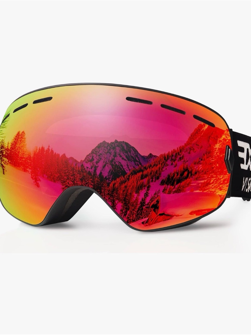 Adult Red Mirror Lens Ski Goggles